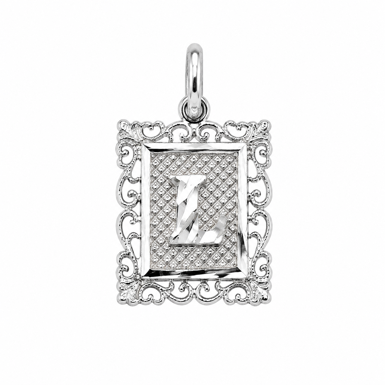 925 Sterling Silver DC Framed Initial Charm Pendant -SPP00103