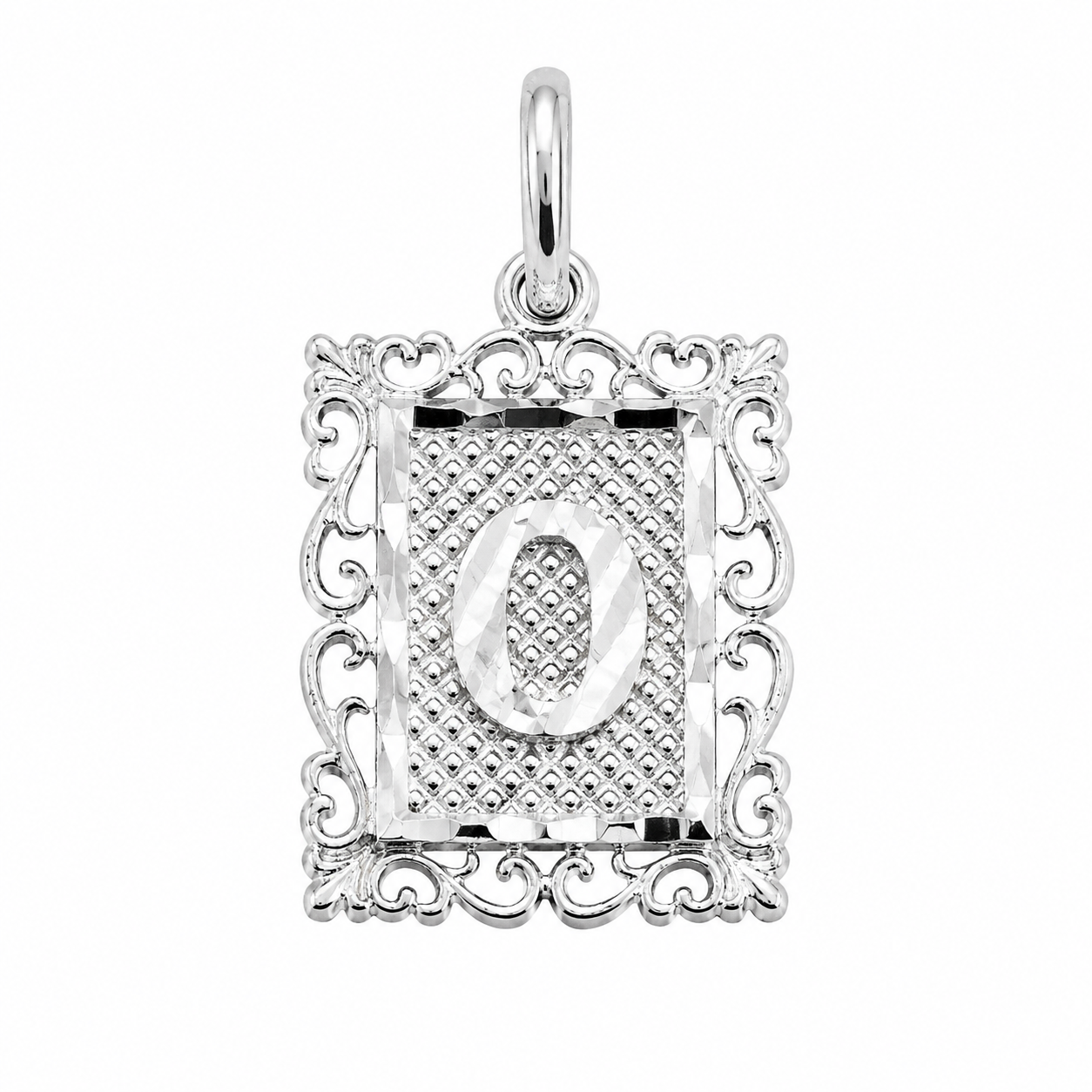 925 Sterling Silver DC Framed Initial Charm Pendant -SPP00103