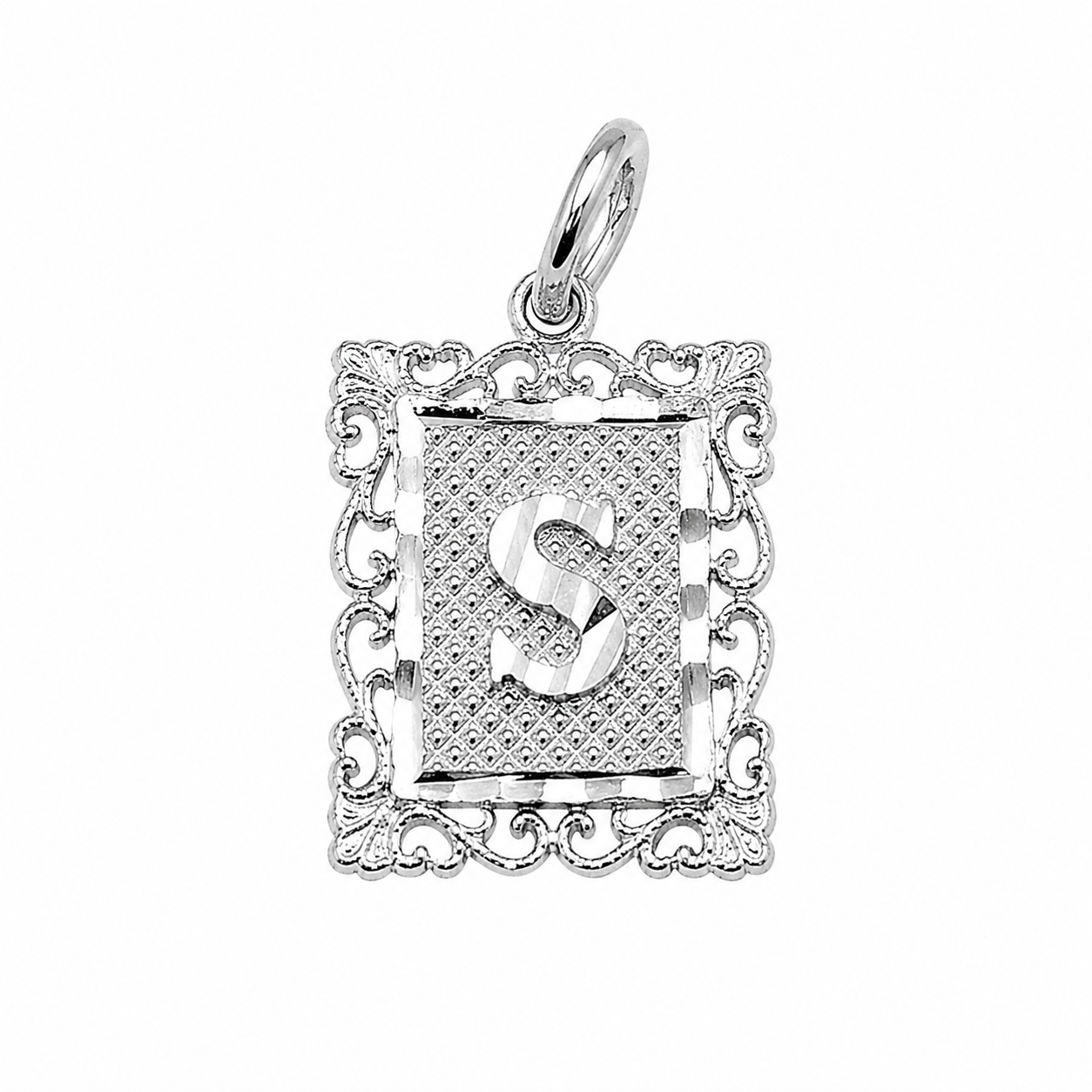 925 Sterling Silver DC Framed Initial Charm Pendant -SPP00103