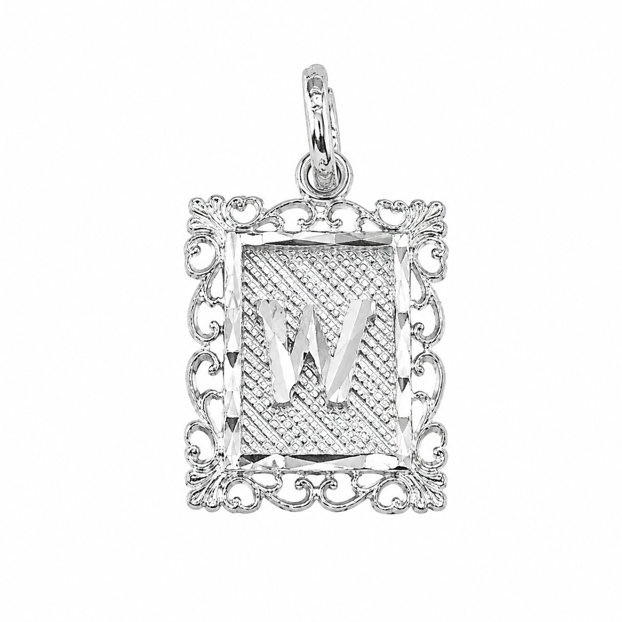 925 Sterling Silver DC Framed Initial Charm Pendant -SPP00103
