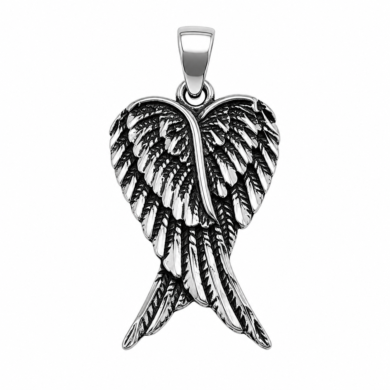 925 Sterling Silver Oxidized DC Crossed Angel Wings Pendant-SPP00113