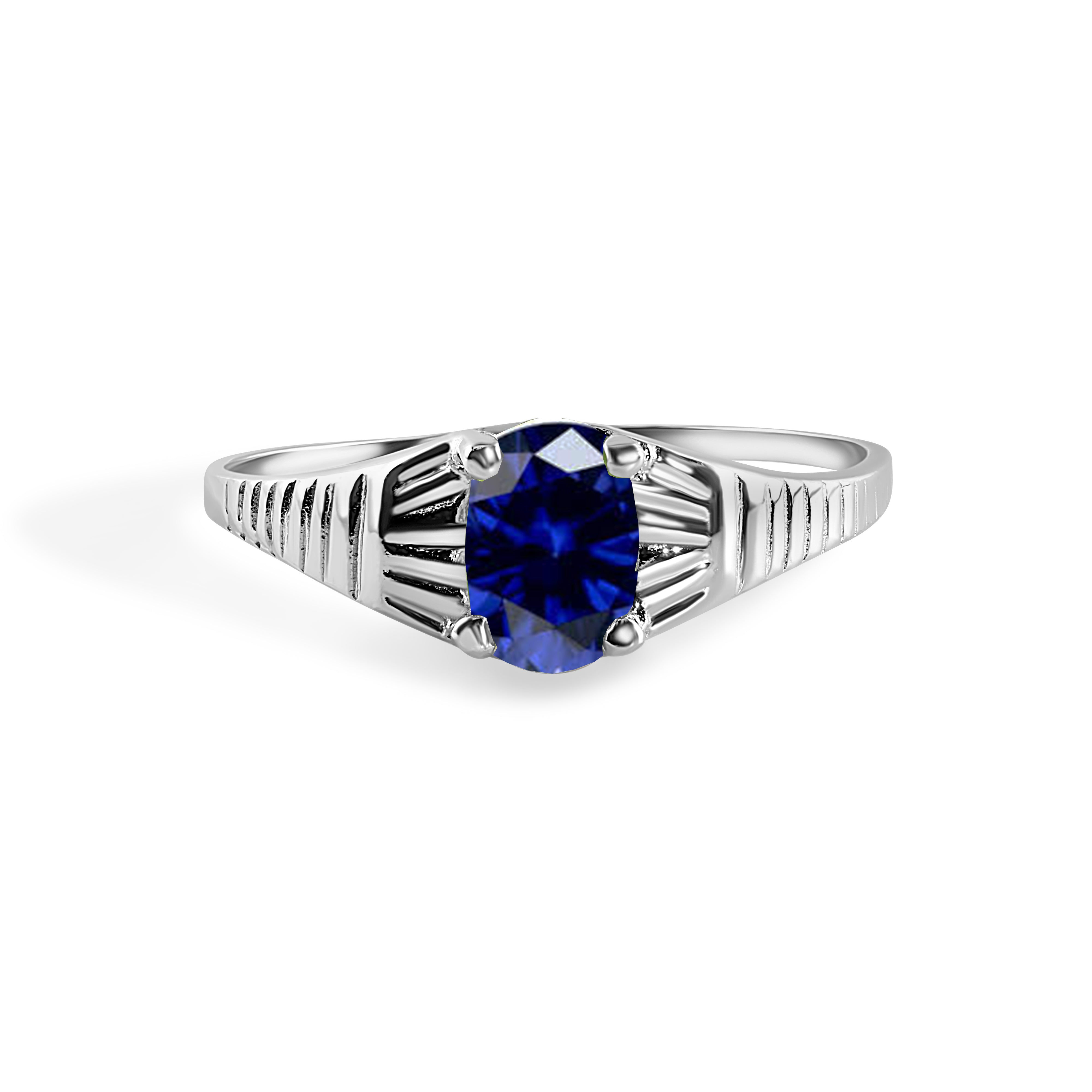 Rhodium Plated 925 Sterling Silverr Rigid Birthstone Ring- SPR00005