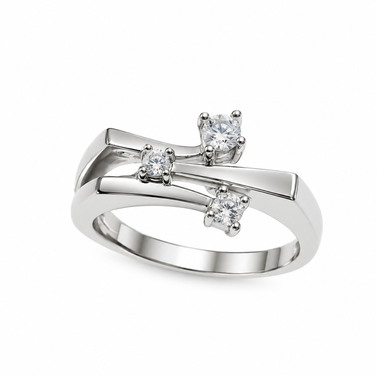 Final Price-Rhodium Plated 925 Sterling Silver CZ  Accent Wrap Ring- SPR00028