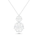 Rhodium Plated 925 Sterling Silver Double Cut Out Flower Earring and Necklace Set - SPS00100