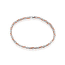 Rhodium & Rose Gold Plated 925 Sterling Silver Braided Mesh Earring and Necklace Set- SPS00102