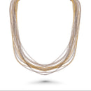 Gold, Black & Rhodium  Plated 925 Sterling Silver Multi Strand Mesh Earring and Necklace Set - SPS00103