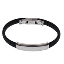 Stainless Steel Rectangular Design Rubber Bracelet - SSB00043
