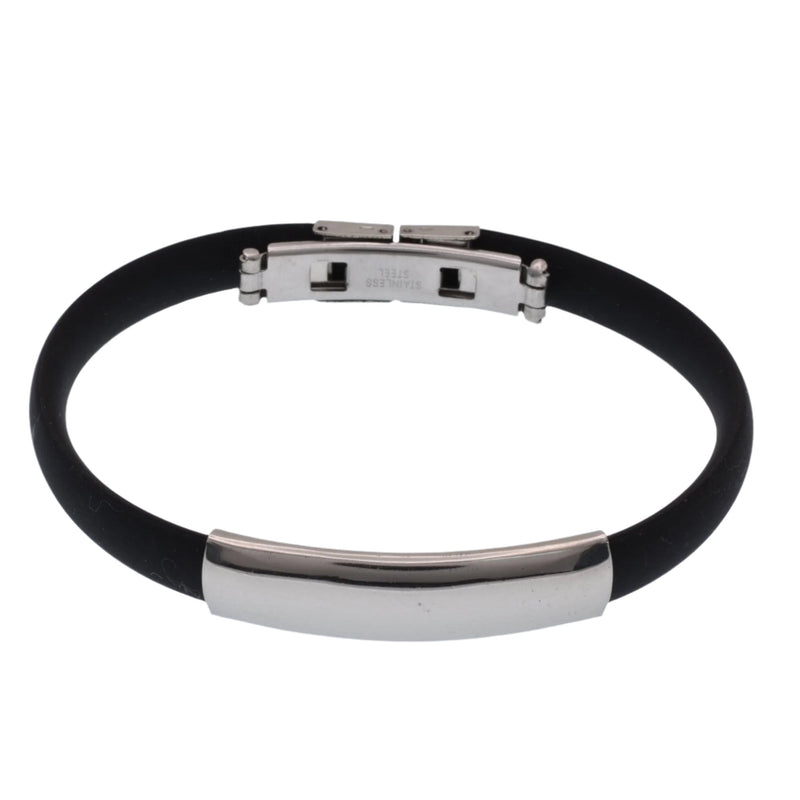 Pulsera de caucho con diseño rectangular de acero inoxidable - SSB00043