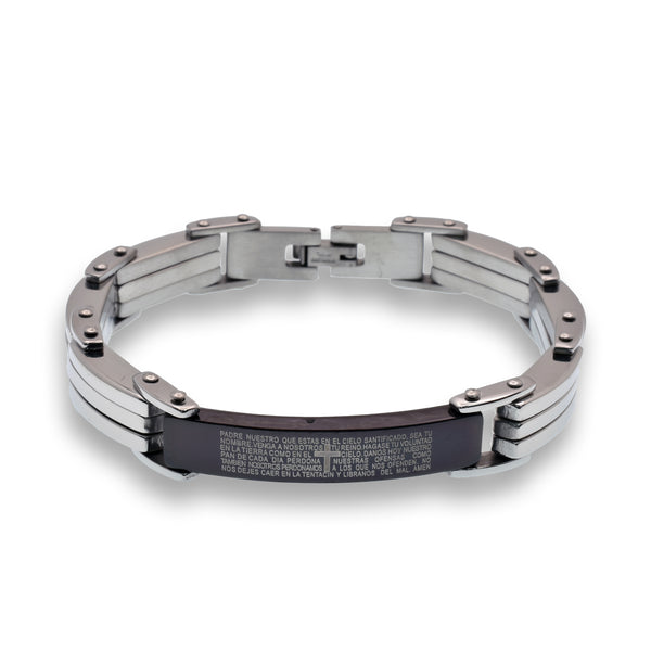 Rhodium Plated Stainless Steel Multi Link Prayer Bracelet - SSB00237