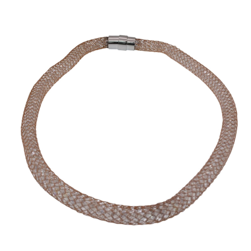 Collar magnético de acero inoxidable color oro rosa con insertos de cristal de 7 mm - SSC00024