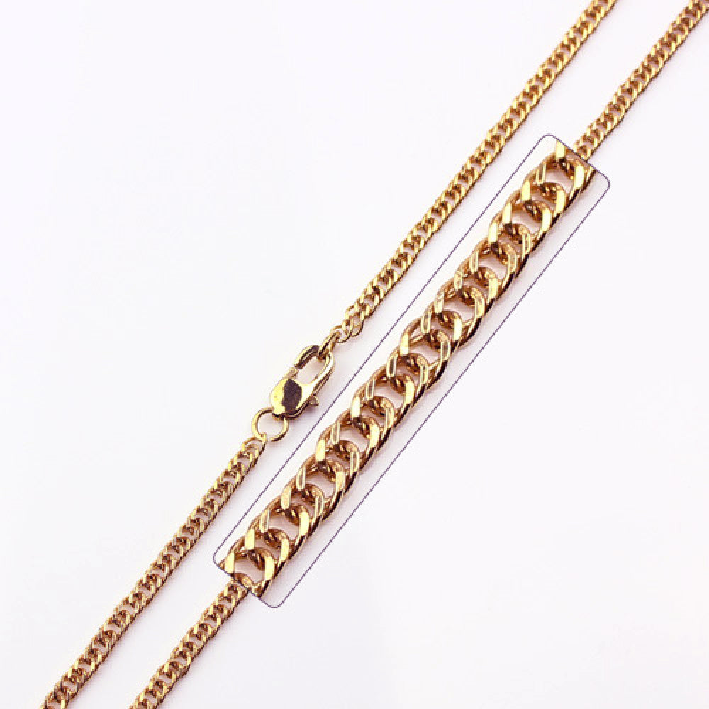 Plated Stainless Steel 2.5 MM Cuban Double Link Chain Necklace - SSC036