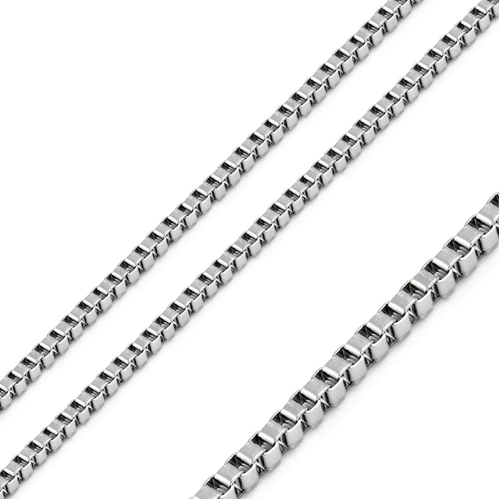 Rhodium Plated Stainless Steel 1.5 MM Box Link Chain Necklace - SSC078