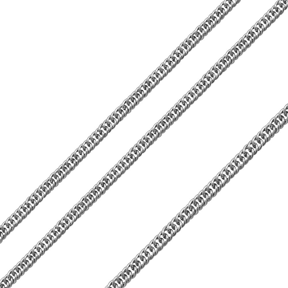 Rhodium Plated Stainless Steel 6 MM Twisted Double Cuban Link Chain Necklace - SSC080
