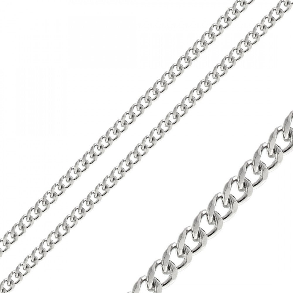 Rhodium Plated Stainless Steel 6 MM Curb Link Chain Necklace - SSC082