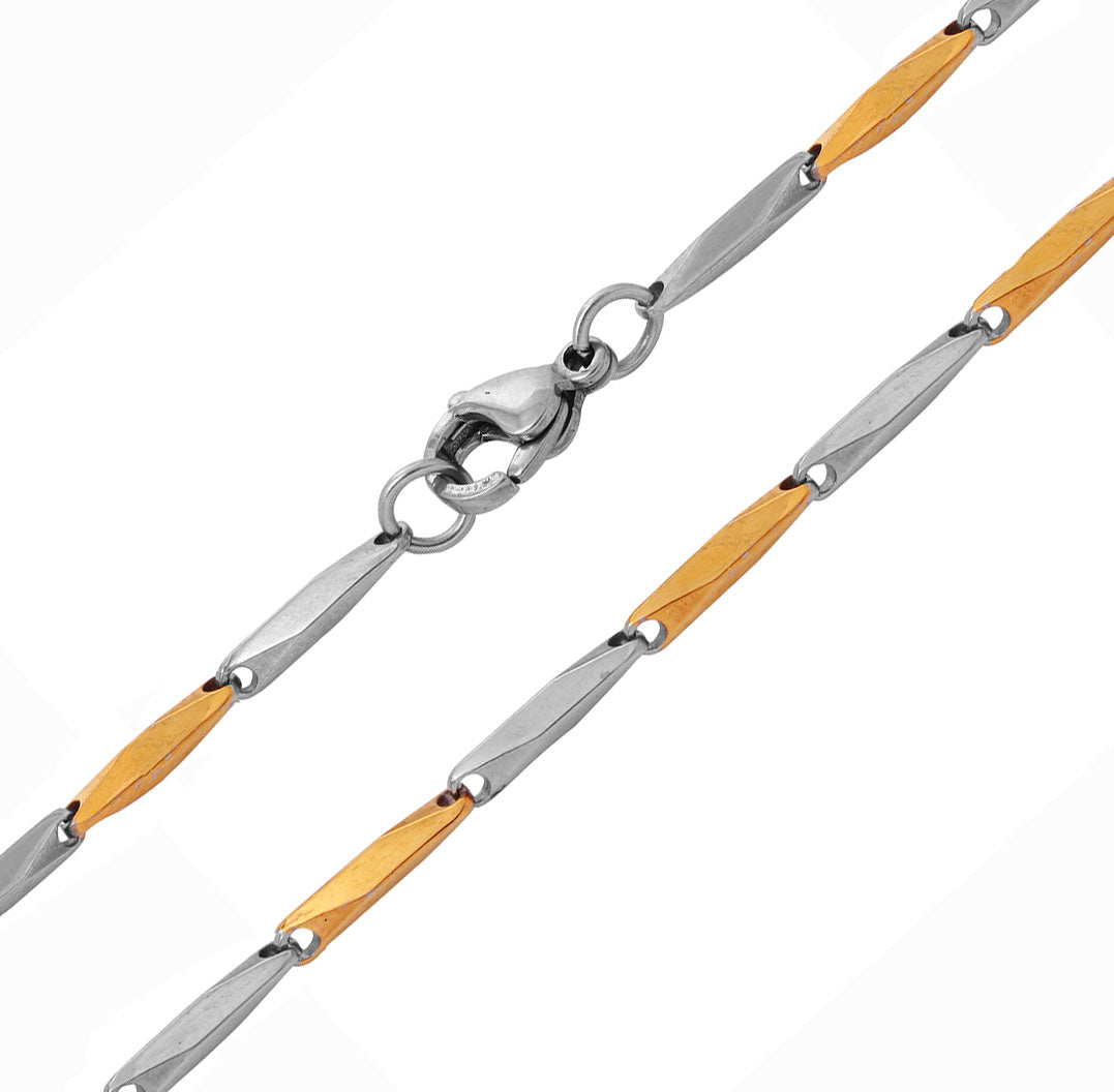 Plated Stainless Steel 2MM Bullet Link Chain Necklace - SSC087