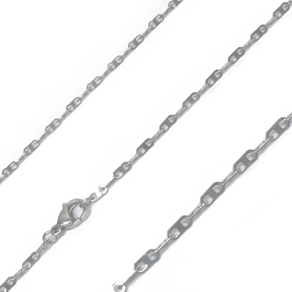 Rhodium Plated Stainless Steel 3 MM Valentino Link Chain Necklace