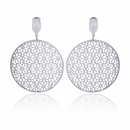 Rhodium Plated Stainless Steel Multi Cut Out Flower Disc Earrings - SSE00006