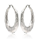 Rhodium Plated Stainless Steel Twisted Puffed Hoop Earrings - SSE00057