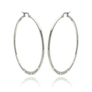 Rhodium Plated Stainless Steel 5 Cubic Zirconia Hoops Earrings - SSE00065