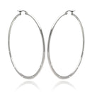 Rhodium Plated Stainless Steel 5 Cubic Zirconia Hoops Earrings - SSE00065