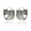 Rhodium Plated Stainless Steel Multi Cubic Zirconia Huggie Hoop Earrings - SSE00071