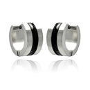 Black Rhodium Plated Stainless Steel Lined Huggie Hoop Earrings - SSE00076