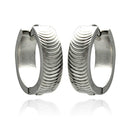 Rhodium Plated Stainless Steel Moon Cut Huggie Hoop Earrings - SSE00085