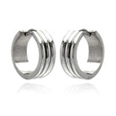 Rhodium Plated Stainless Steel Multi Line Huggie Earrings - SSE00087