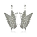 Rhodium Plated Stainless Steel Mesh Butterfly Dangle Earrings - SSE00094