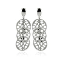 Rhodium Plated Stainless Steel Triple Disk Dangle Earrings - SSE00097