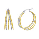 Gold & Rhodium Plated Stainless Steel Multi Hoop Earrings - SSE00105