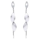 Rhodium Plated Stainless Steel Multi Almond Shaped & Snake Chain Dangle Earrings - SSE00109
