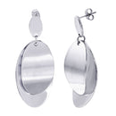 Rhodium Plated Stainless Steel Chunky Oval Dangle Earrings - SSE00111