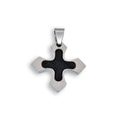 Rhodium Plated Stainless Steel Carbon Cross Pendant - SSP00022