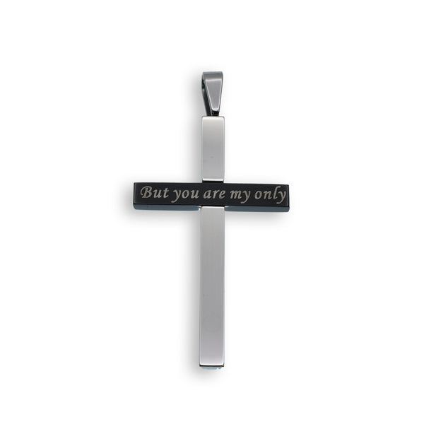 Rhodium & Black Plated Stainless Steel But You Are My Only Cross Pendant - SSP00025