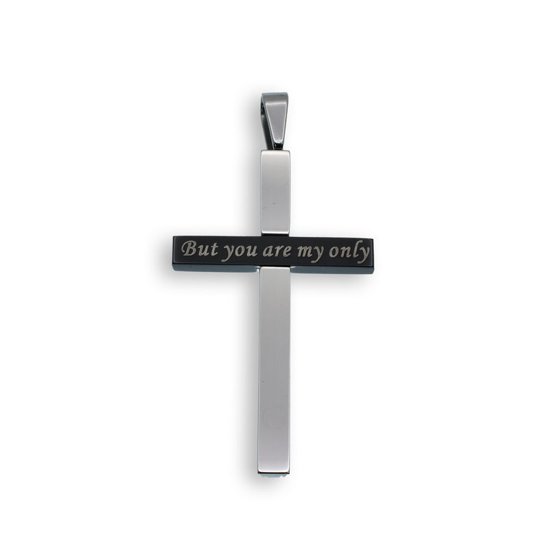 Rhodium & Black Plated Stainless Steel But You Are My Only Cross Pendant - SSP00025
