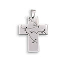 Rhodium Plated Stainless Steel Stitched Heart Cross Pendant - SSP00028