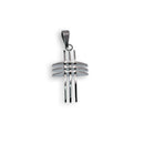 Rhodium Plated Stainless Steel Triple Line Cross - SSP00031