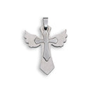 Rhodium Plated Stainless Steel Wing Cross Inlay Pendant - SSP00033