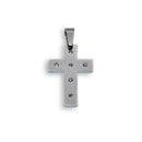 Rhodium Plated Stainless Crystal CZ Cross Pendant - SSP00034