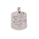 Rhodium Plated Stainless Steel Dragon Dog Tag Pendant- SSP00037