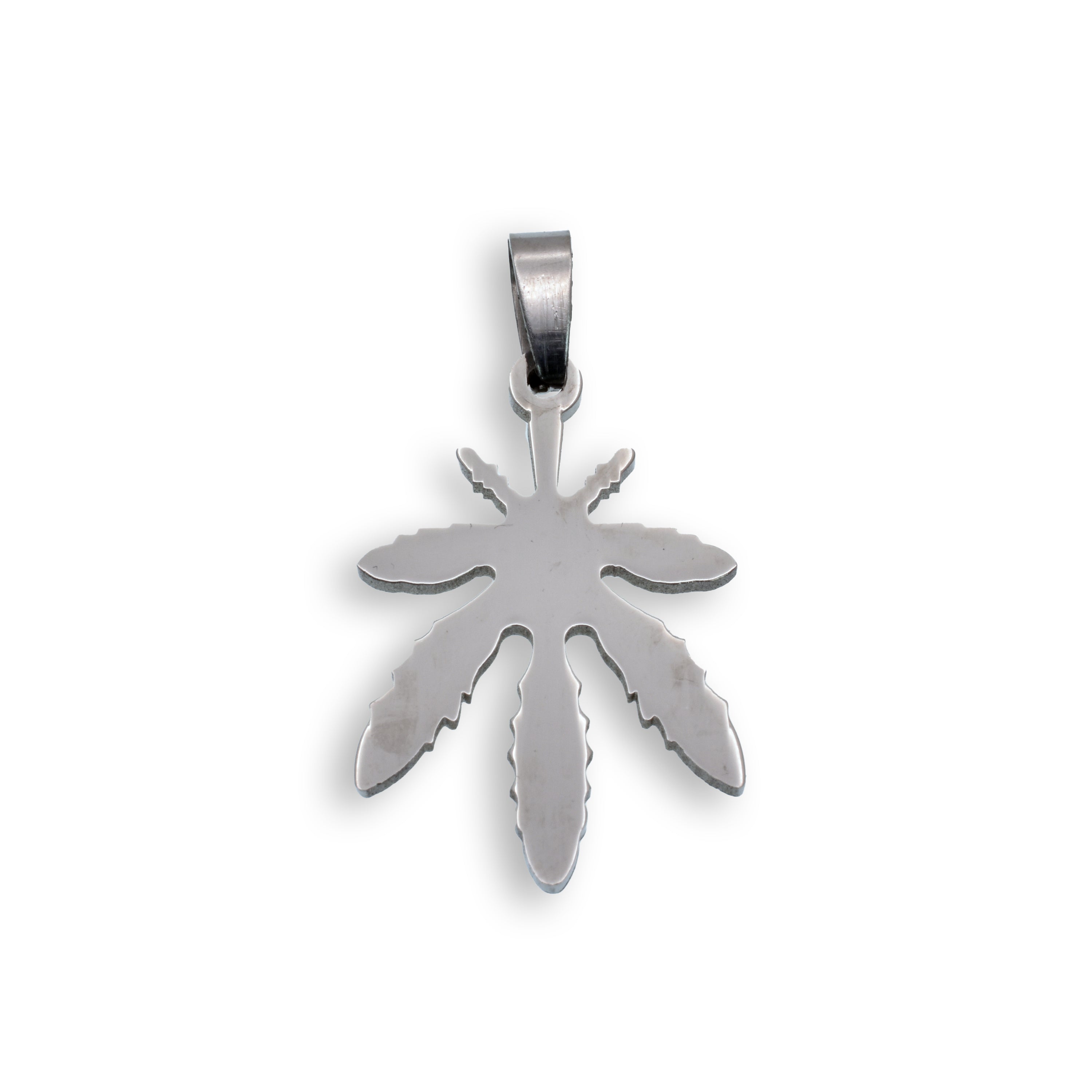 Colgante de marihuana de acero inoxidable rodiado - SSP00038