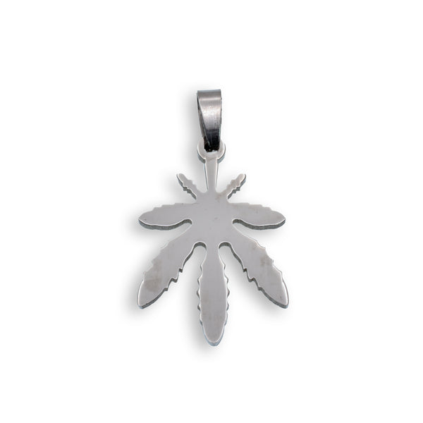 Rhodium Plated Stainless Steel Marijuana Pendant - SSP00038