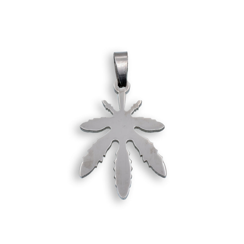 Rhodium Plated Stainless Steel Marijuana Pendant - SSP00038