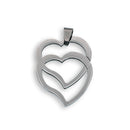 Rhodium Plated Stainless Steel Double Heart Pendant - SSP00049