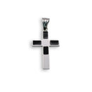 Rhodium Plated Stainless Steel & Black Enamal Cross Pendant - SSP00056