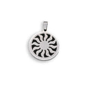 Rhodium Plated Stainless Steel Sun & Black Enamel Pendant - SSP00060