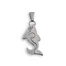Rhodium Plated Stainless Steel CZ Dolphin Pendant  - SSP00064