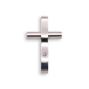Rhodium Plated Stainless Steel CZ Cross Pendant - SSP00065