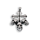 Rhodium Plated Stainless Steel 3 Skull Cross Pendant- SSP00073